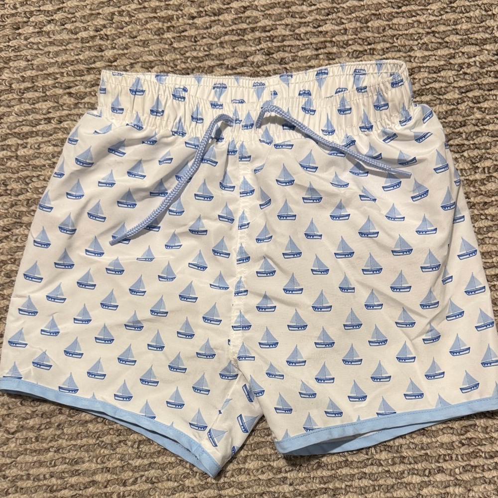 Edgehill Collection Sailboat Print Swim trunks for toddlers